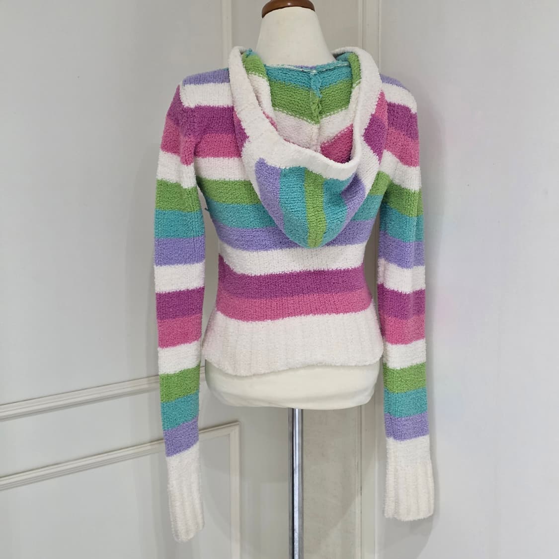 에어로포스테일 미국빈티지)파스텔 y2k 하구미모리걸 스트라이프 후드니트 상품이미지2