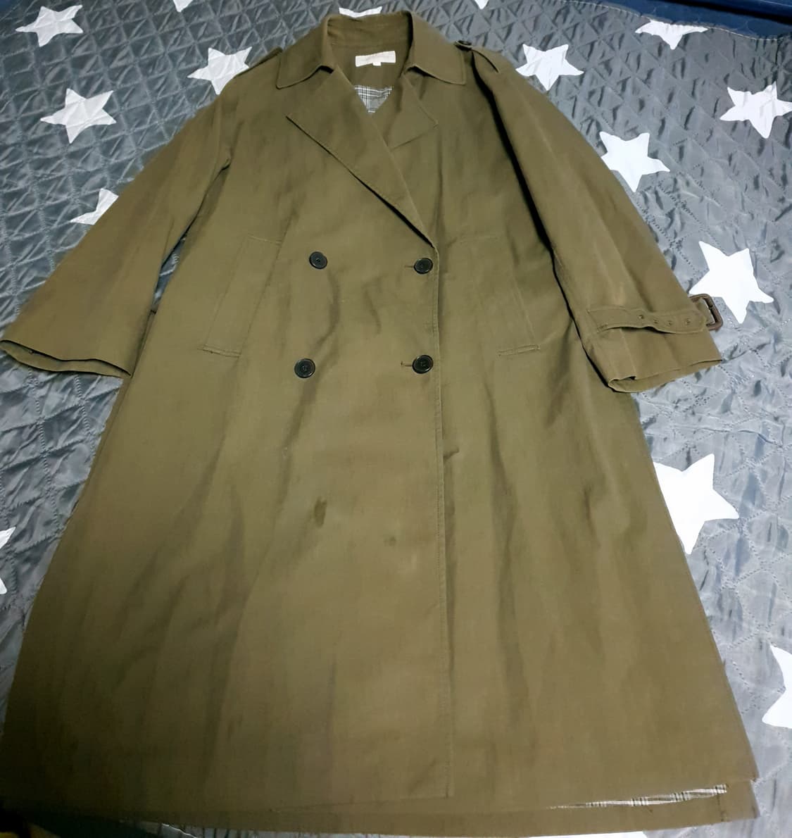 플라스틱아일랜드 오버사이즈 더블버튼 트렌치코트 카키 (S) 상품이미지1