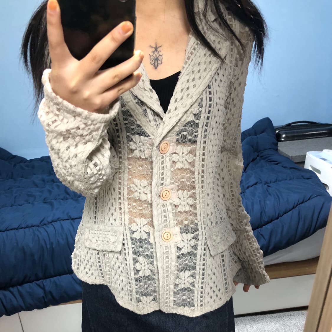 빈티지 구제 y2k 모리걸 시스루 레이스 자켓 가디건 상품이미지6
