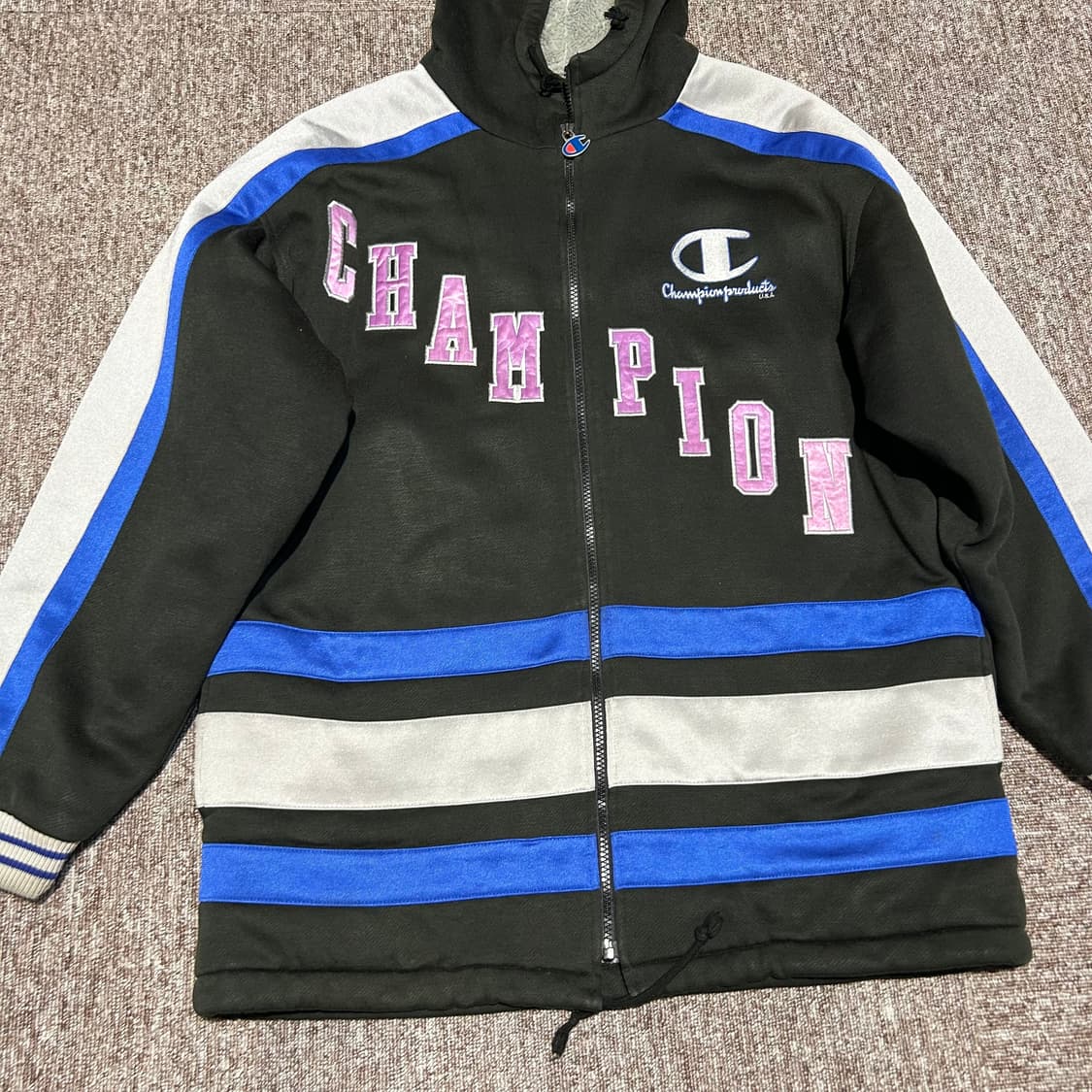 L) 챔피온 올드스쿨 후드집업 퀄팅 안감 양털 안감 상품이미지4