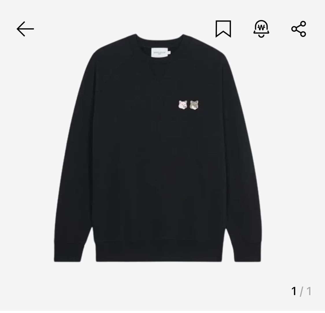 메종 키츠네 모노크롬 폭스 헤드 패치 클래식 스웻셔츠 블랙 상품이미지1