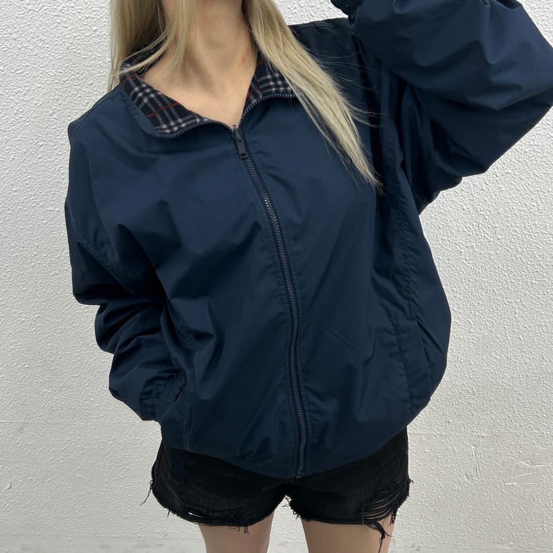 버버리 네이비체크 후라스 리버시블 자켓 상품이미지6