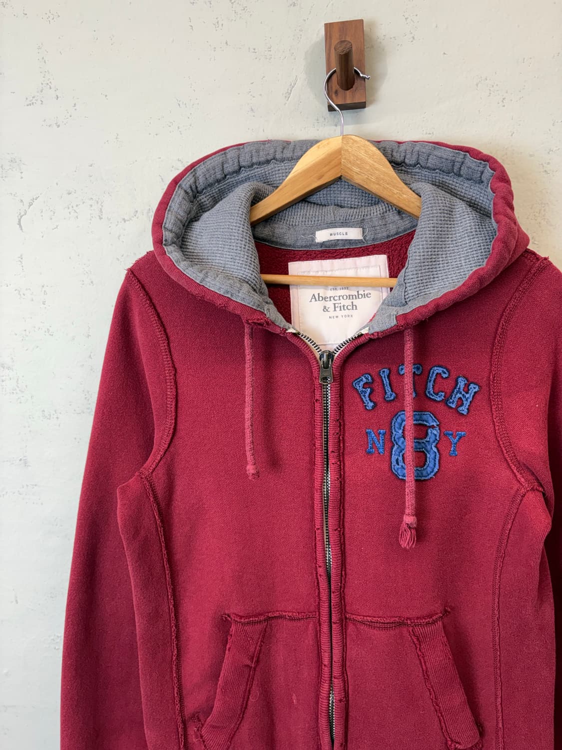 아베크롬비 빈티지 버건디 후드집업 상품이미지4