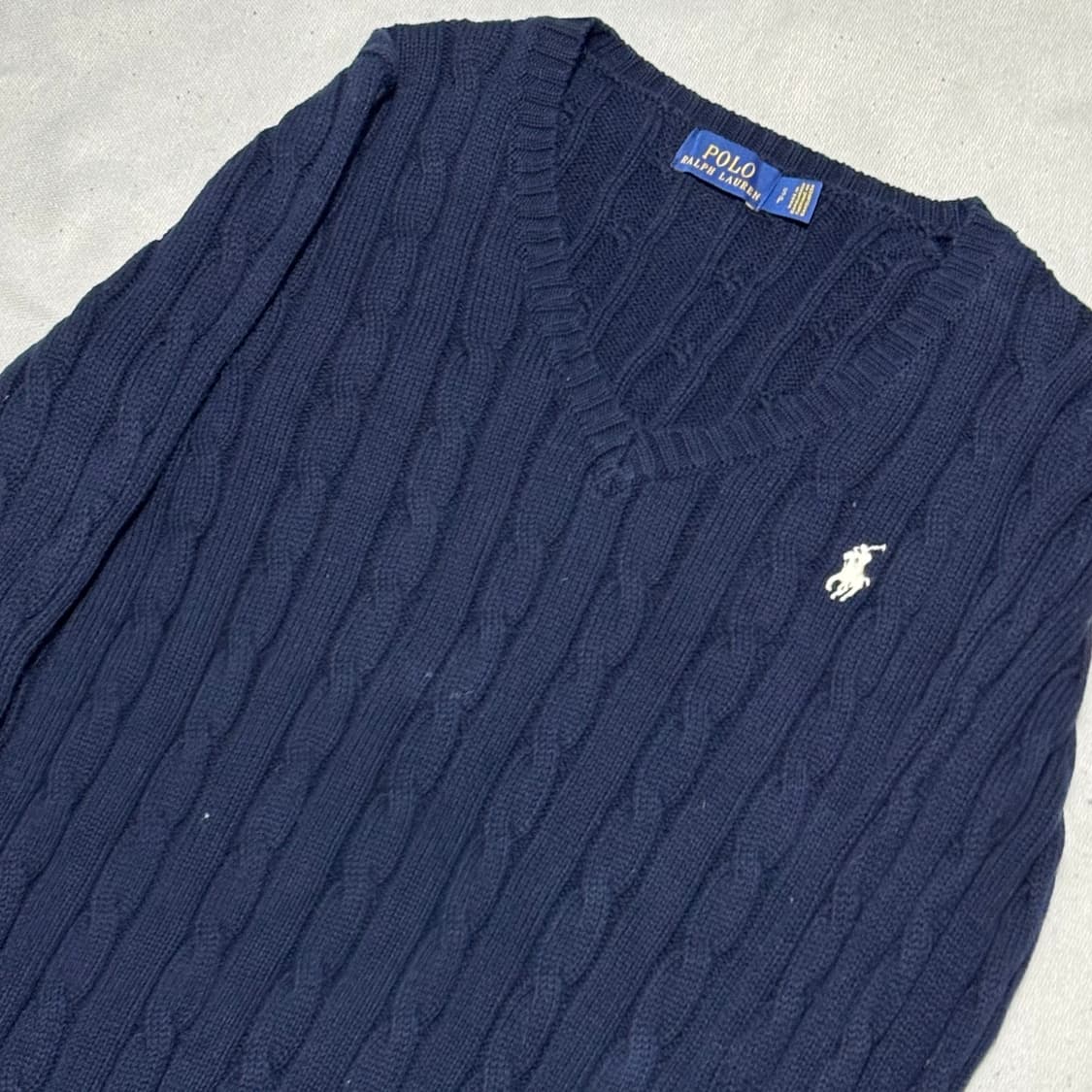 🫶🏻 폴로랄프로렌 여성용 네이비 브이넥 케이블 니트 🫶🏻   상품이미지2