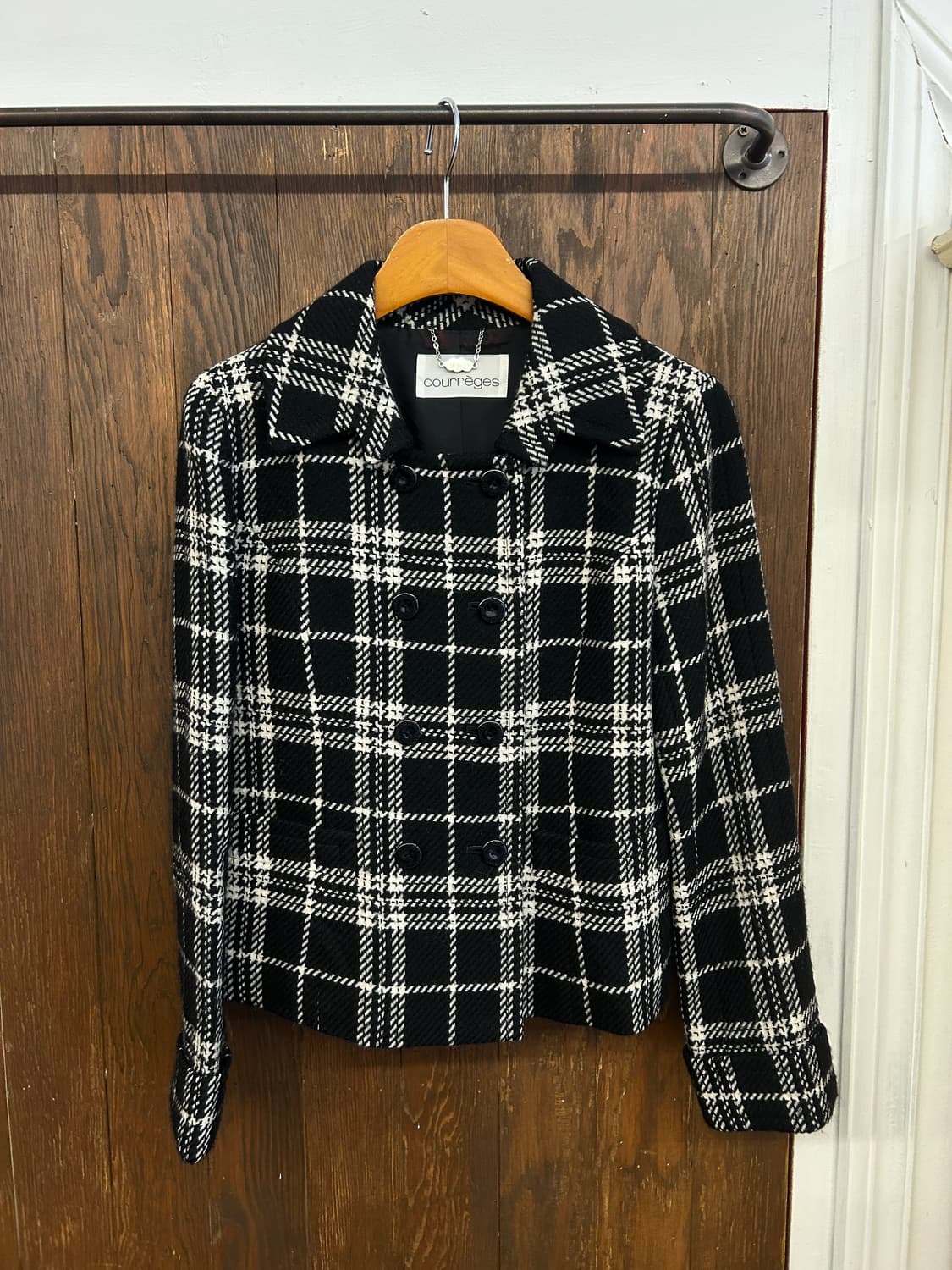 꾸레쥬 정품 체크 숏 트위드자켓 상품이미지6