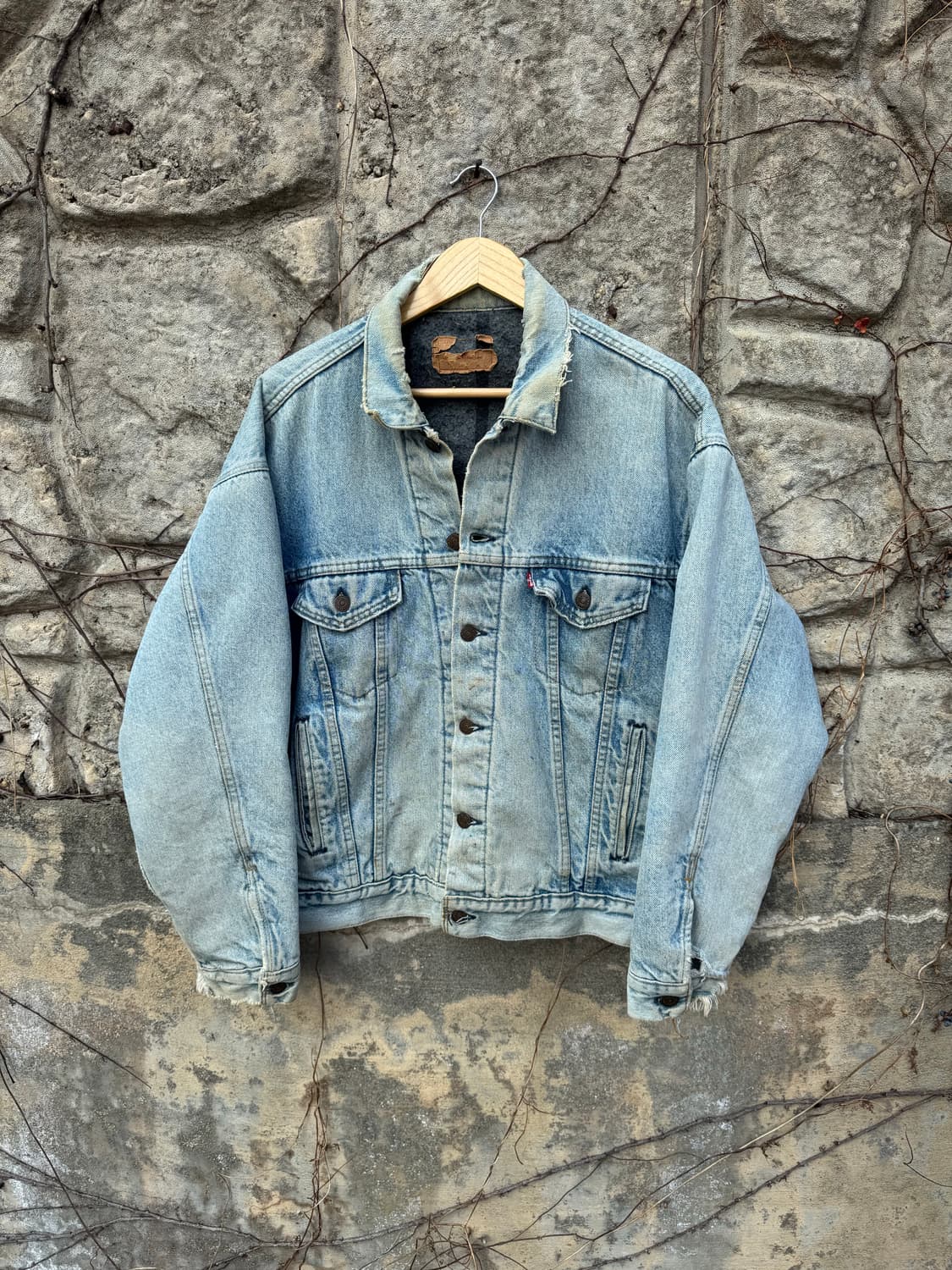 80s 리바이스 빈티지 컨디션 블랭킷 안감 데님 트러커 자켓 L 상품이미지2