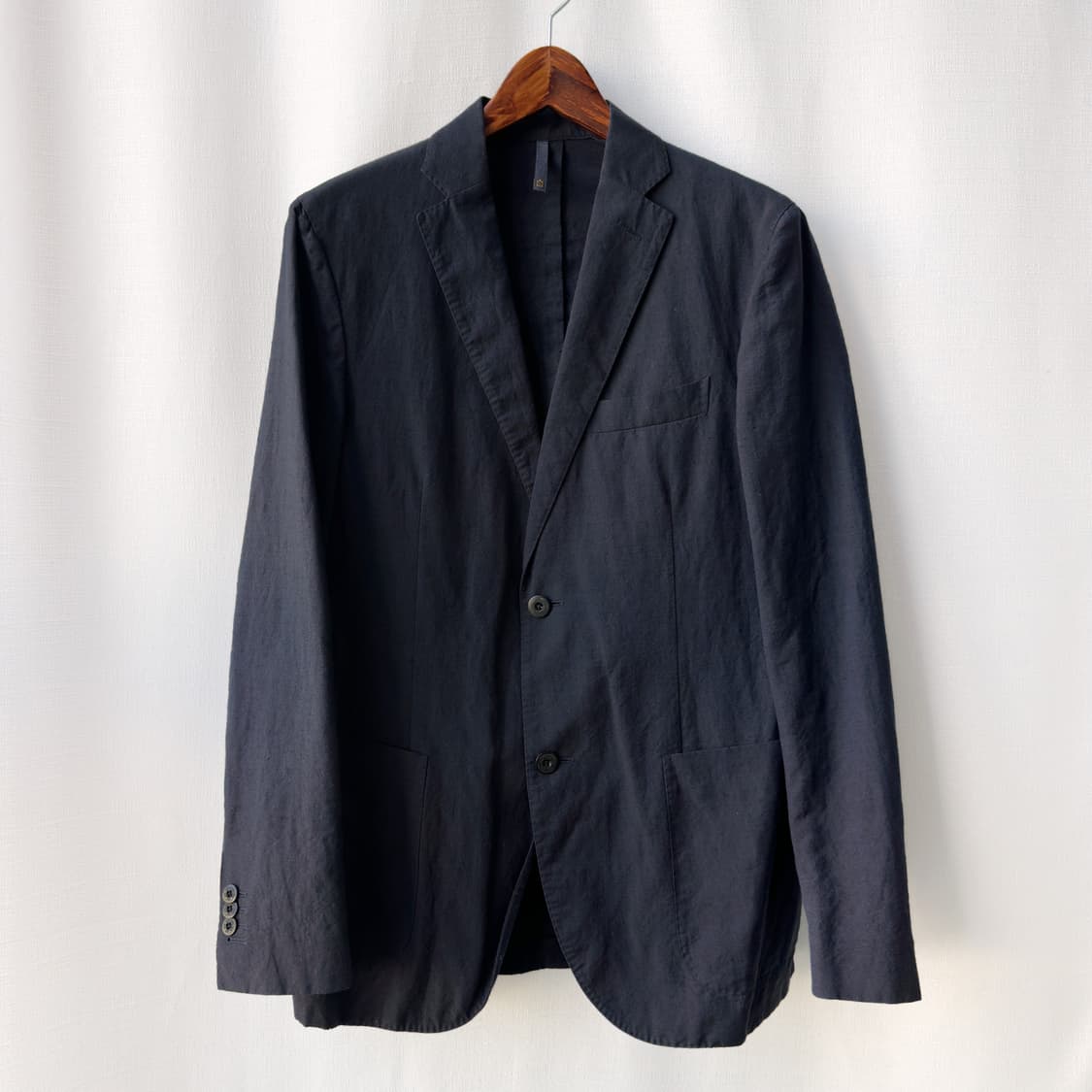 몬테도로 슬로웨어 울 린넨 혼방 라이트 블레이저 자켓 네이비 50 상품이미지1