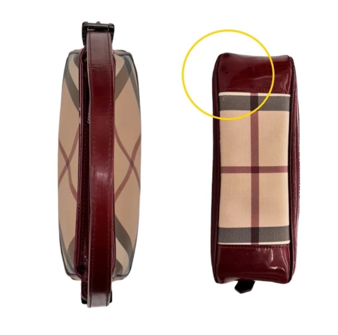 버버리 노바 체크 버건디 숄더백 가방 상품이미지3