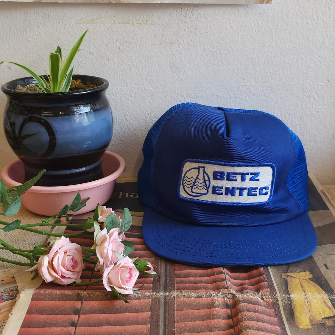 90s 빈티지 메쉬 트러커 캡 빈티지모자 미국빈티지 피싱캡 블루 상품이미지7