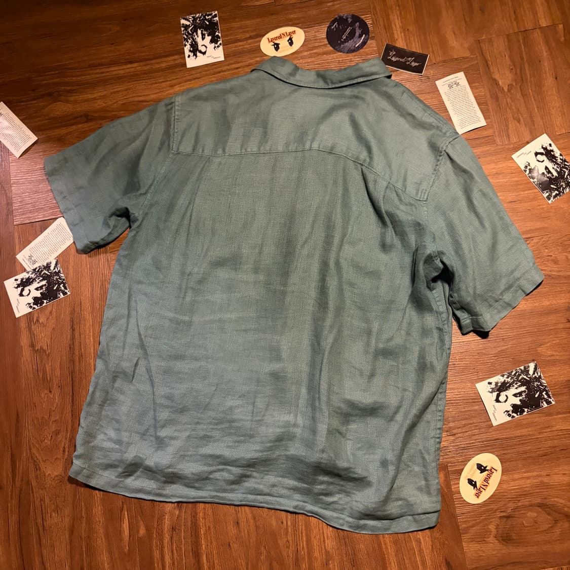 JAPANESE VINTAGE BLUE GREEN LINEN SHIRT 상품이미지2