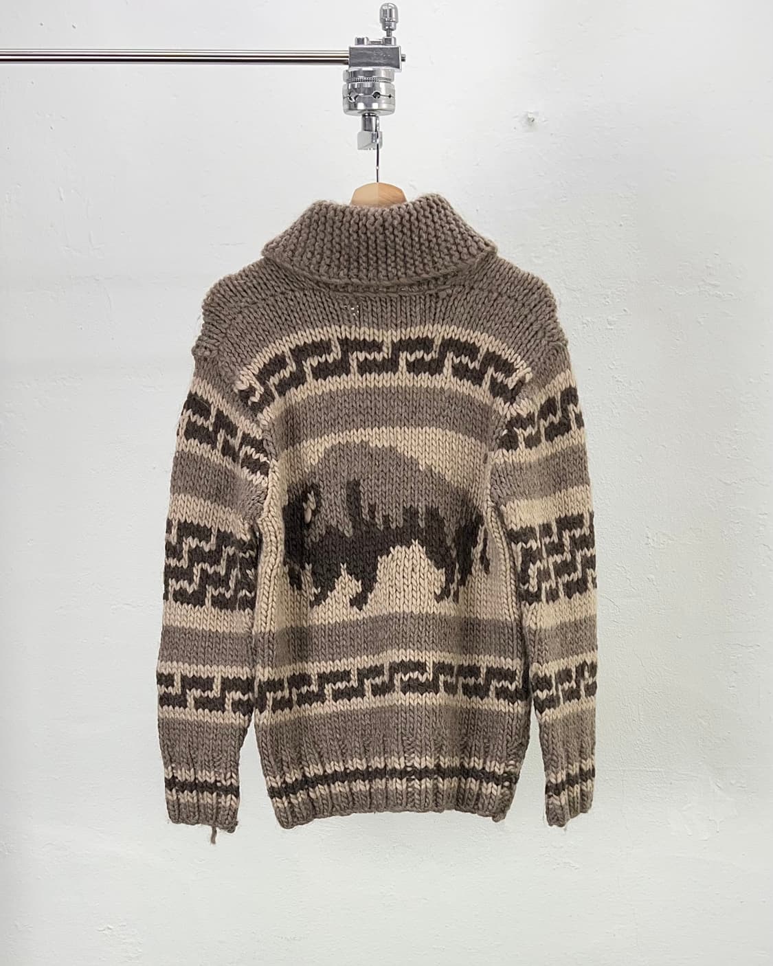 카나타 딥 브라운 바이슨 헤비 숄 카라 코위찬 스웨터 자켓 상품이미지6