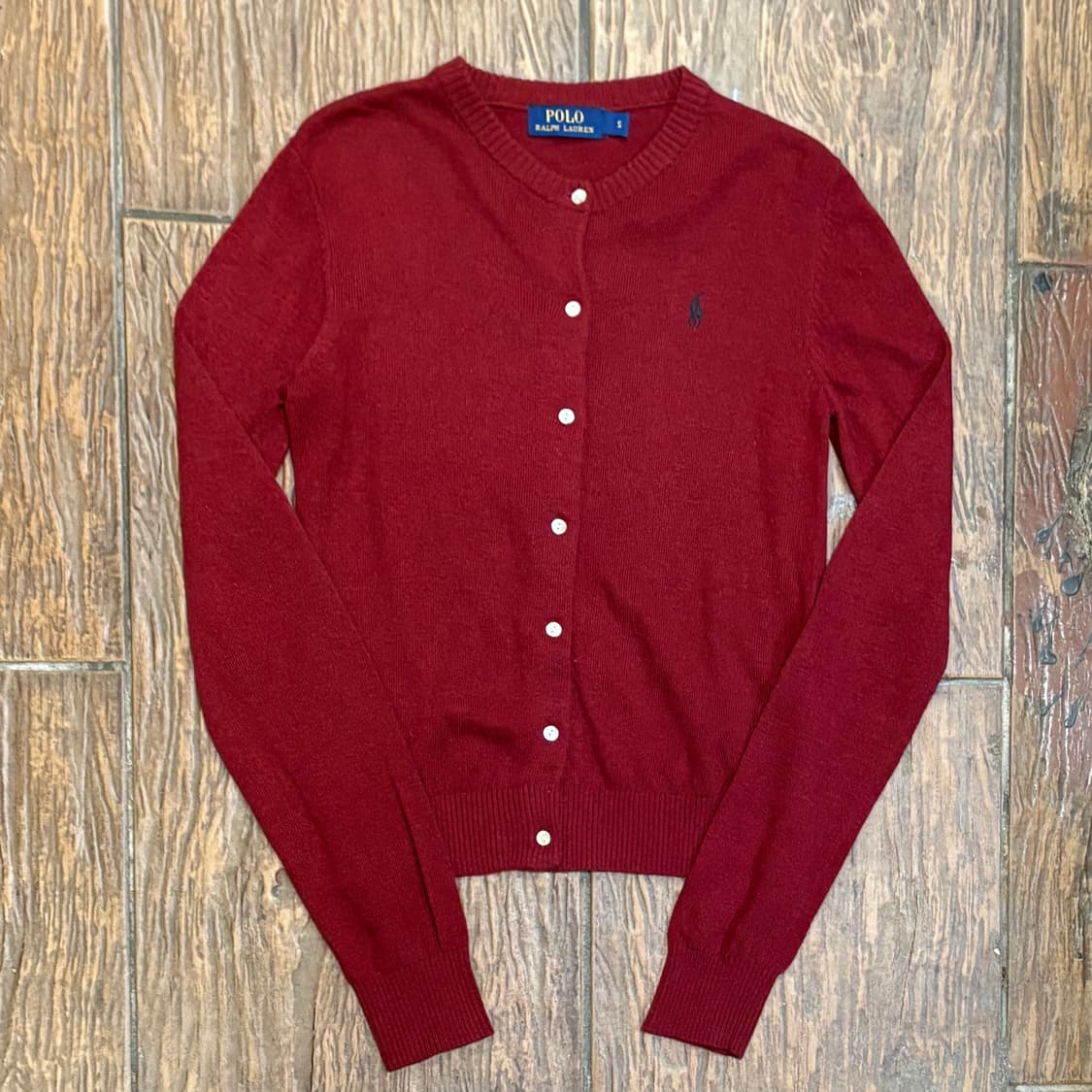 [HI] Polo 폴로 코튼 가디건 레드 상품이미지1