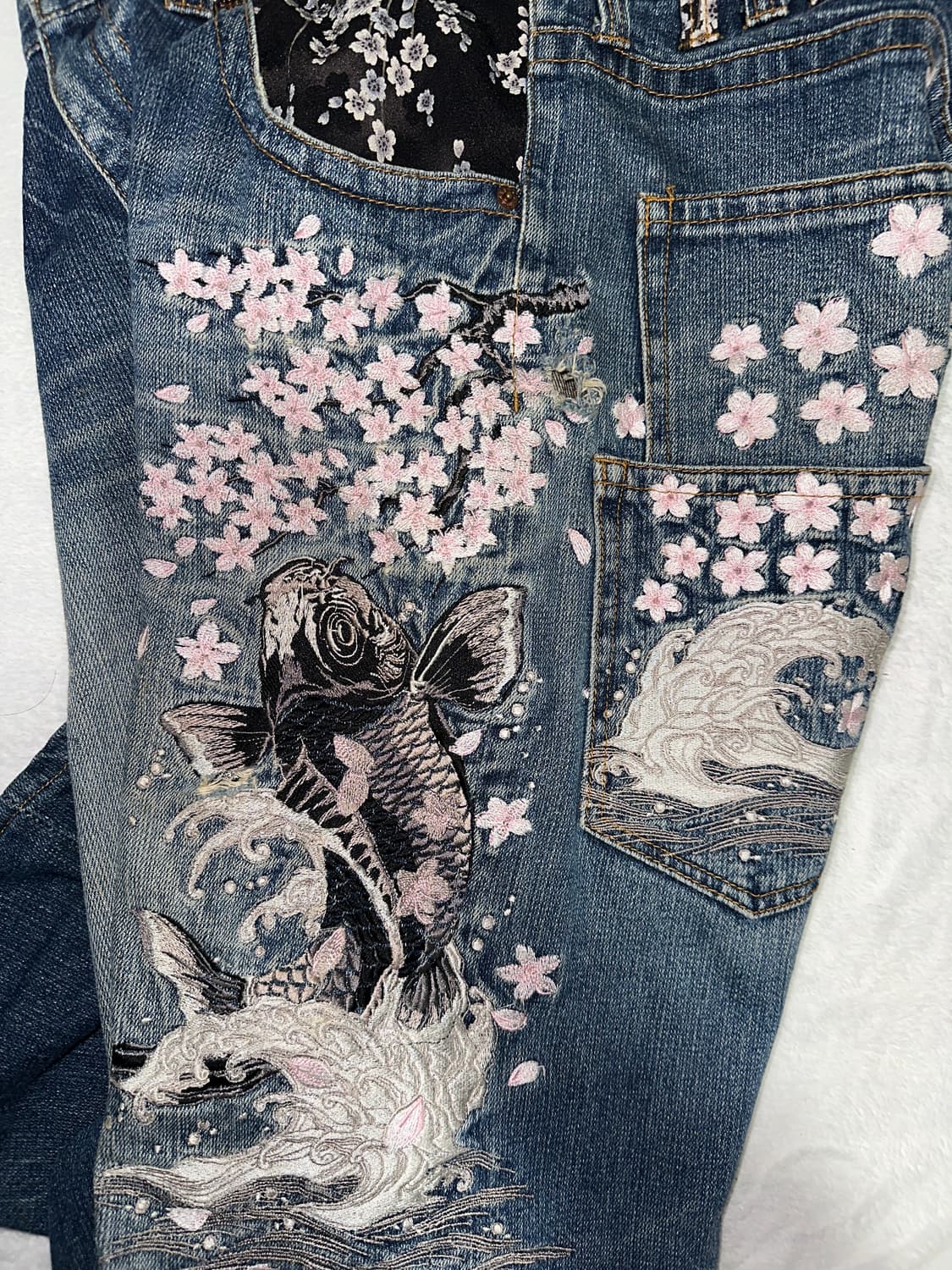 오리엔탈 잉어 자수 데님 상품이미지8