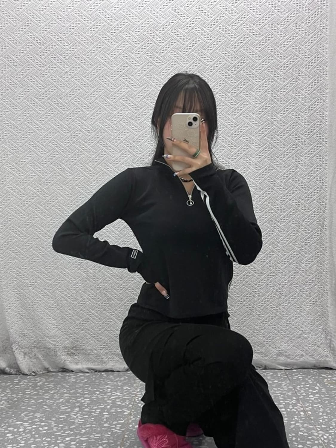 아디다스 빈티지 캐주얼 슬림핏 져지 크롭 반집업 맨투맨 L C07840 상품이미지2