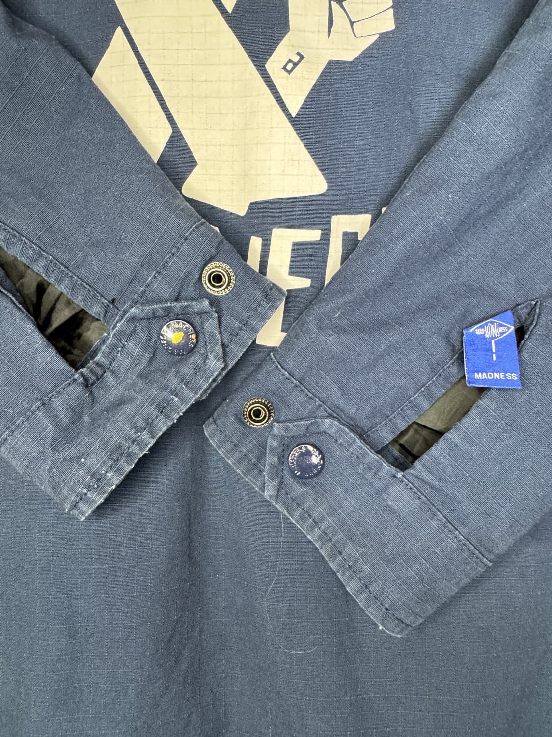 빈티지 매드니스 MADNESS 립스탑 MDNS 스펠아웃 코치자켓 XL 상품이미지10