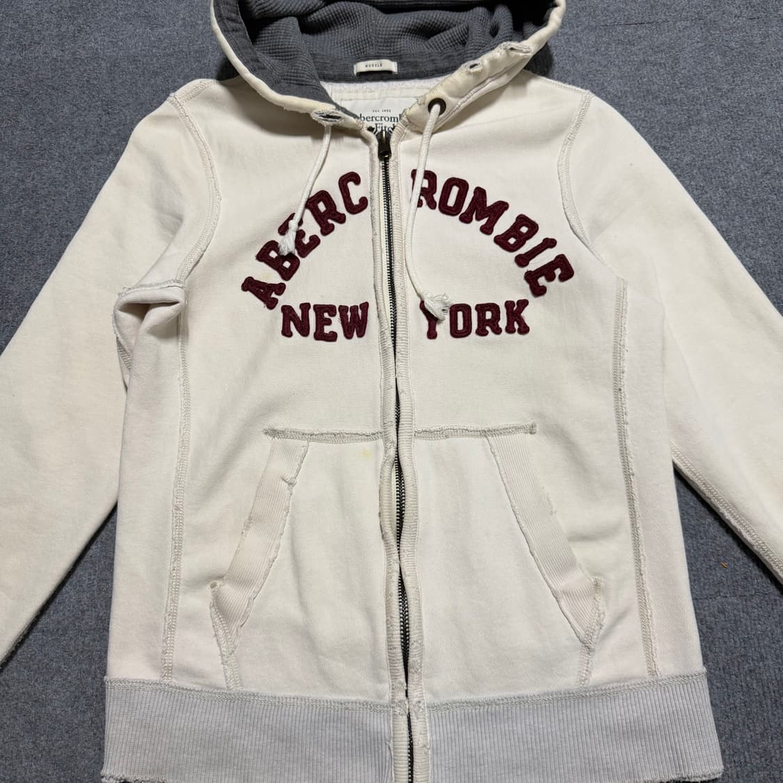아베크롬비 아이보리 버건디 후드집업 m 상품이미지2