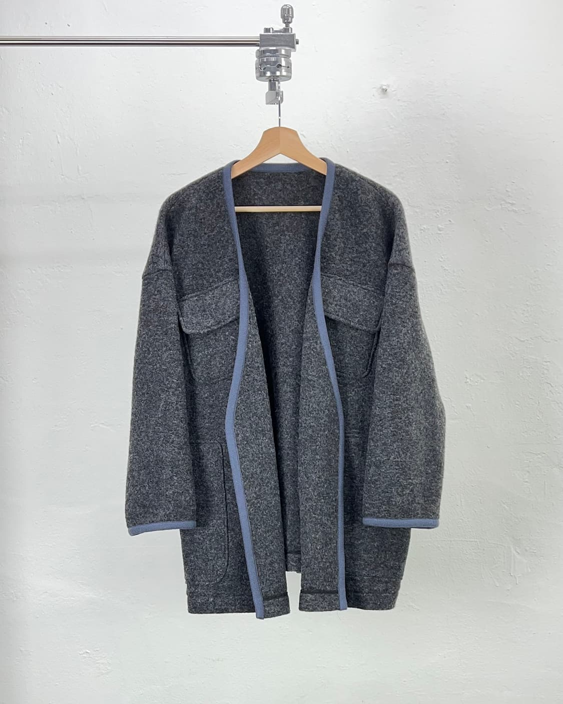 주카 믹스 블루 더플 와타 슬라이버 니트 코트 자켓 상품이미지1