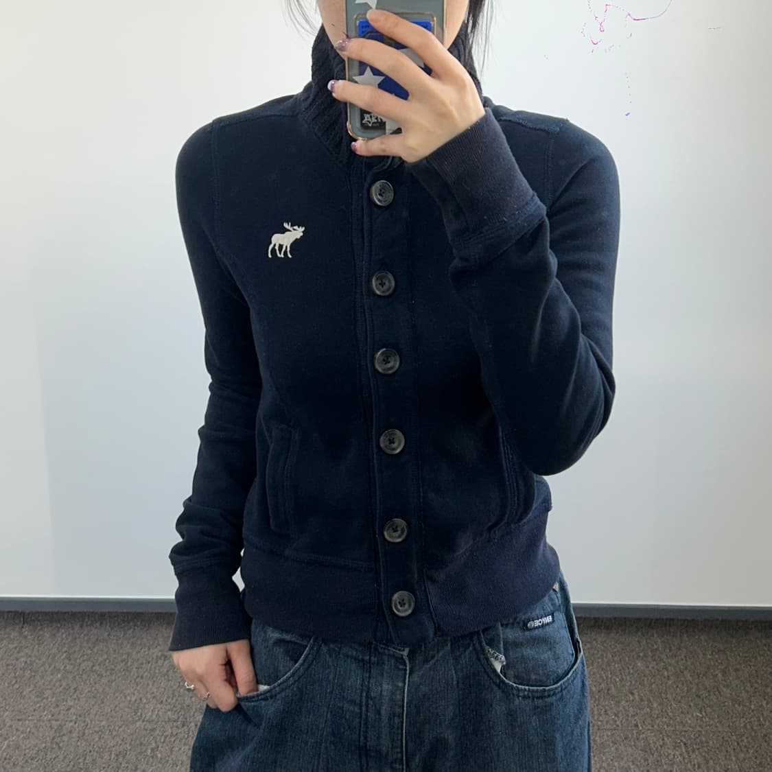 Abercrombie 아베크롬비 하이넥 네이비 니트 가디건  상품이미지2