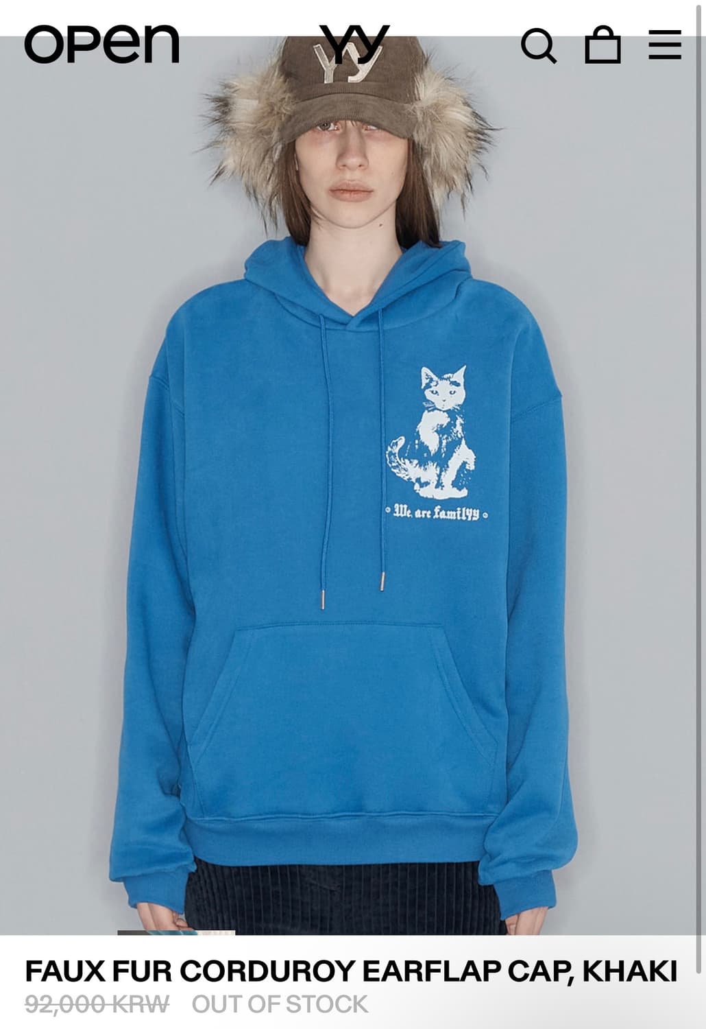 FAUX FUR CORDUROY EARFLAP CAP, KHAKI 상품이미지2