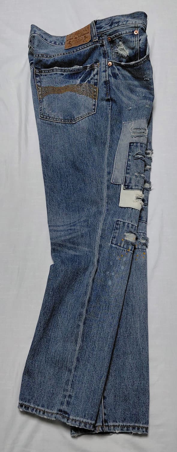 [XL] RAG MACHINE 빈티지 패치워크 디스트로이드 데님 팬츠 상품이미지10