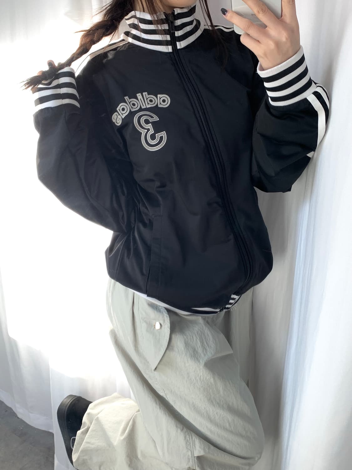 Adidas 아디다스 올드 블랙-화이트 스트라이프 트랙 탑 상품이미지6