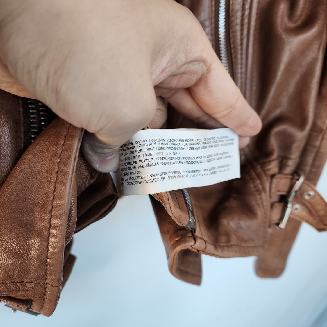 망고 가죽 라이더 자켓 브라운 상품이미지8