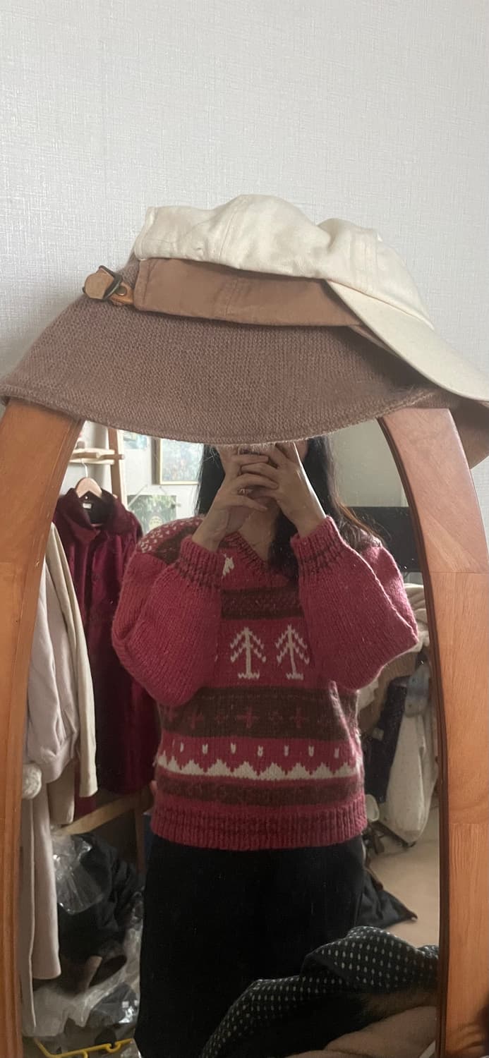 모리걸 빈티지 노르딕 딸기초코 울 니트🍓🤎 상품이미지2