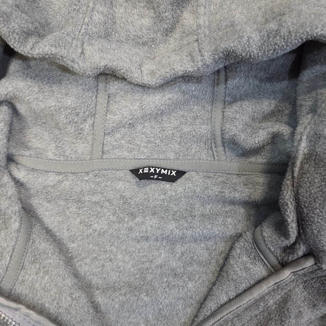 XEXYMIX 젝시믹스 그레이 오버핏 플리스 반집업 후드 상품이미지7