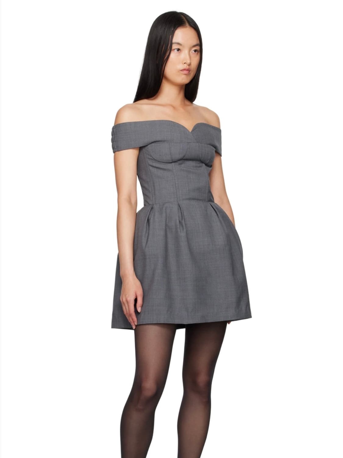 그레이 스위트하트 네크라인 미니 드레스 - 6 상품이미지5