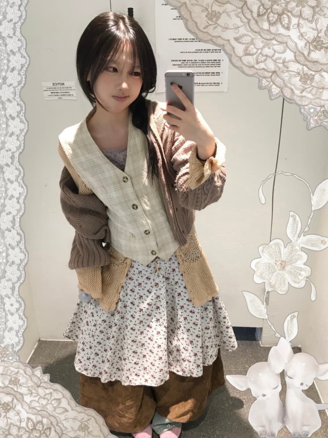 스윙잉서울 밀키코일 빈티지 베이지 모리 코디세트 상품이미지1