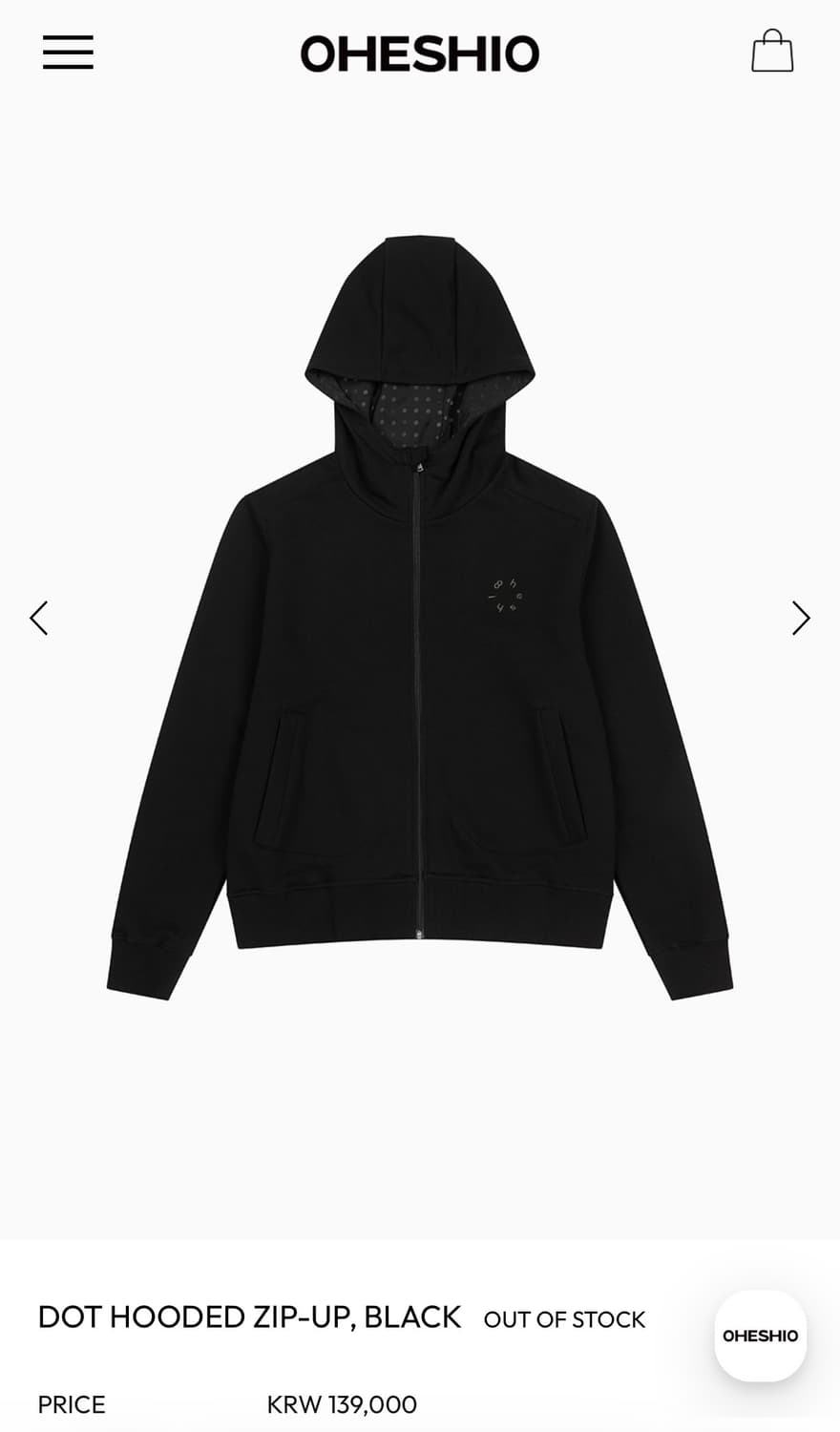 DOT HOODED ZIP-UP, BLACK 상품이미지1
