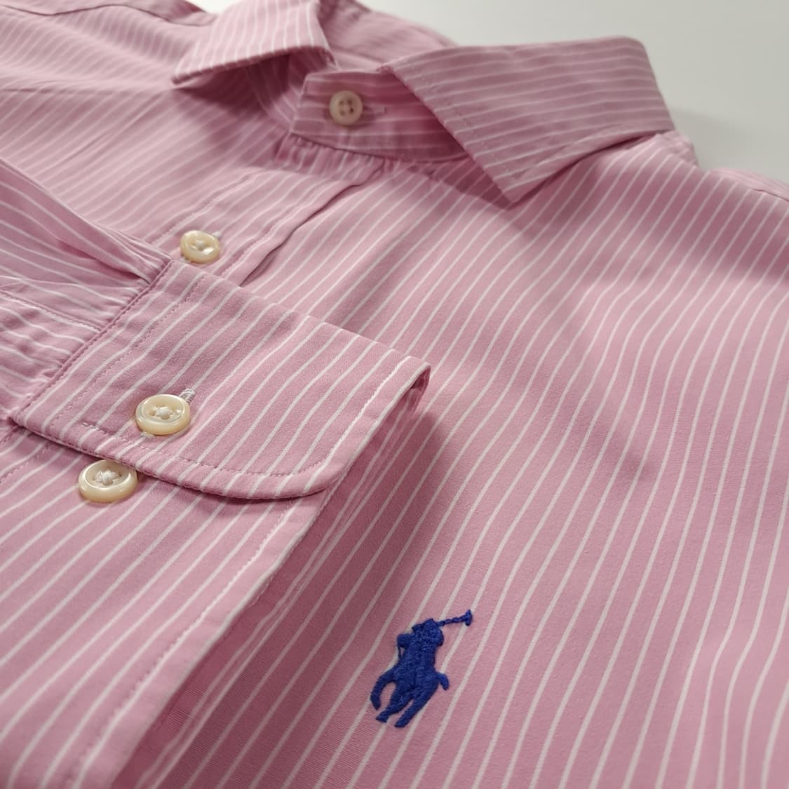 CK304 L 폴로 슬림핏 핑크 스트라이프 셔츠 남방 상품이미지4