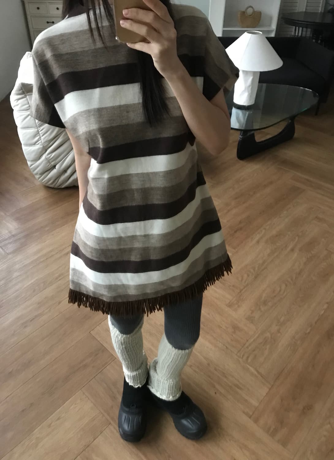 vintage stripe pattern tassel one-piece 상품이미지3