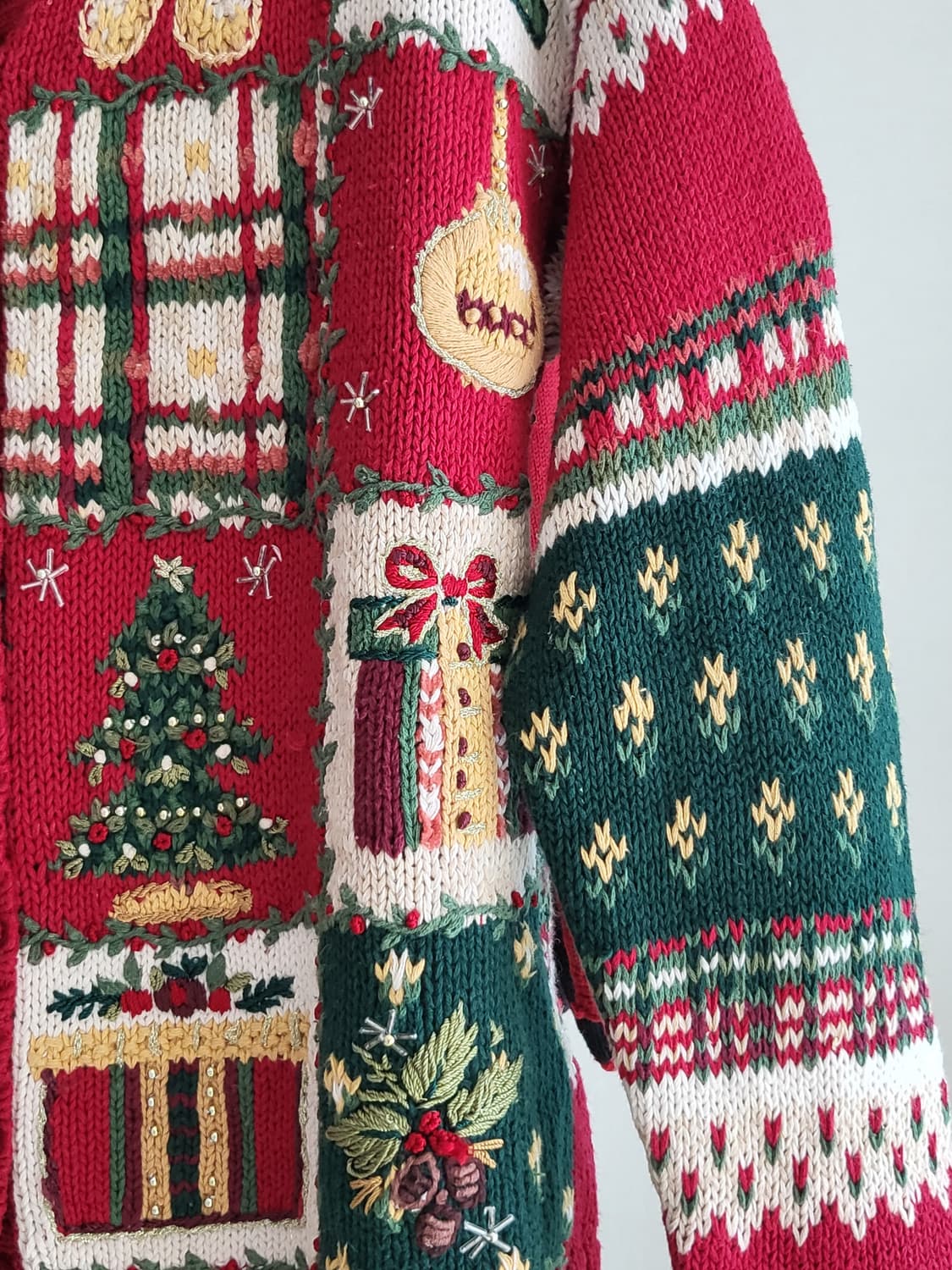Heirloom 레드 크리스마스 빈티지 가디건 상품이미지3