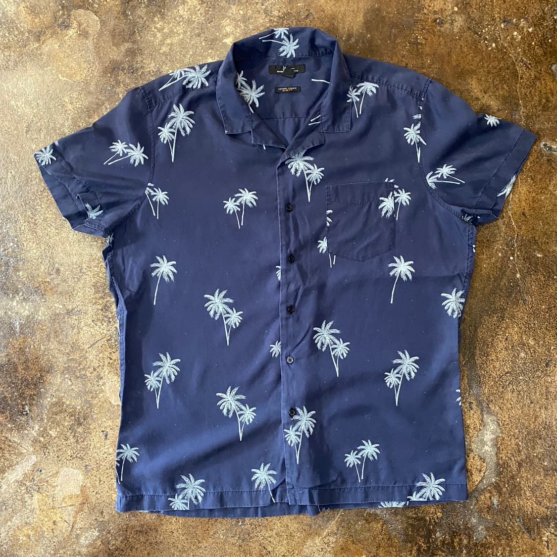 빈치지 야자수 반팔 셔츠 네이비 상품이미지1