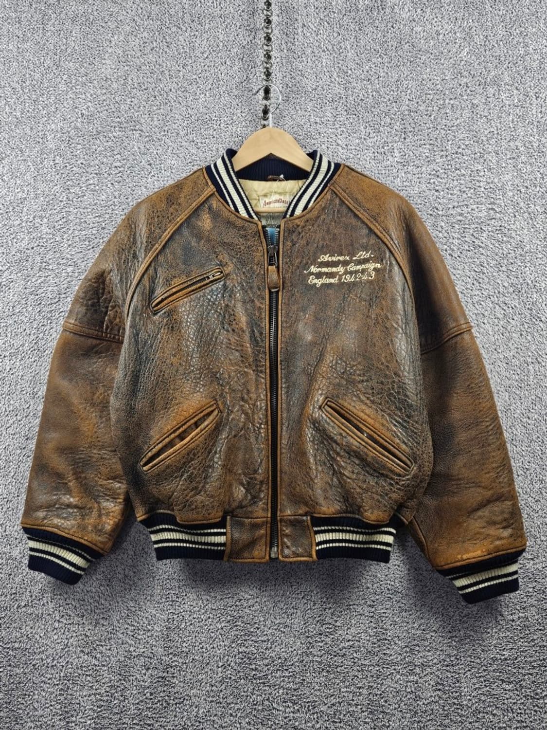 아비렉스 아이콘 가죽 브라운 블루종 자켓 ( XS ) / 10980 상품이미지2