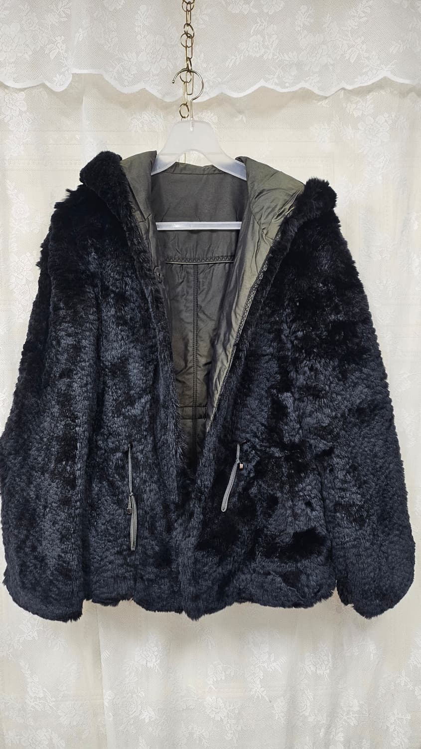 크레송 블랙 퍼 후드 자켓  상품이미지2