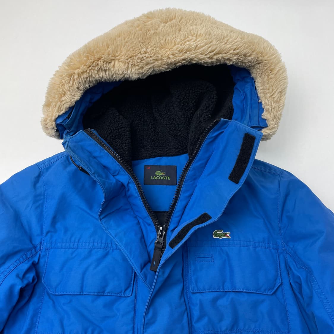 [중고] 라코스테 블루 후드 덕다운 패딩 사파리 점퍼 95 상품이미지3