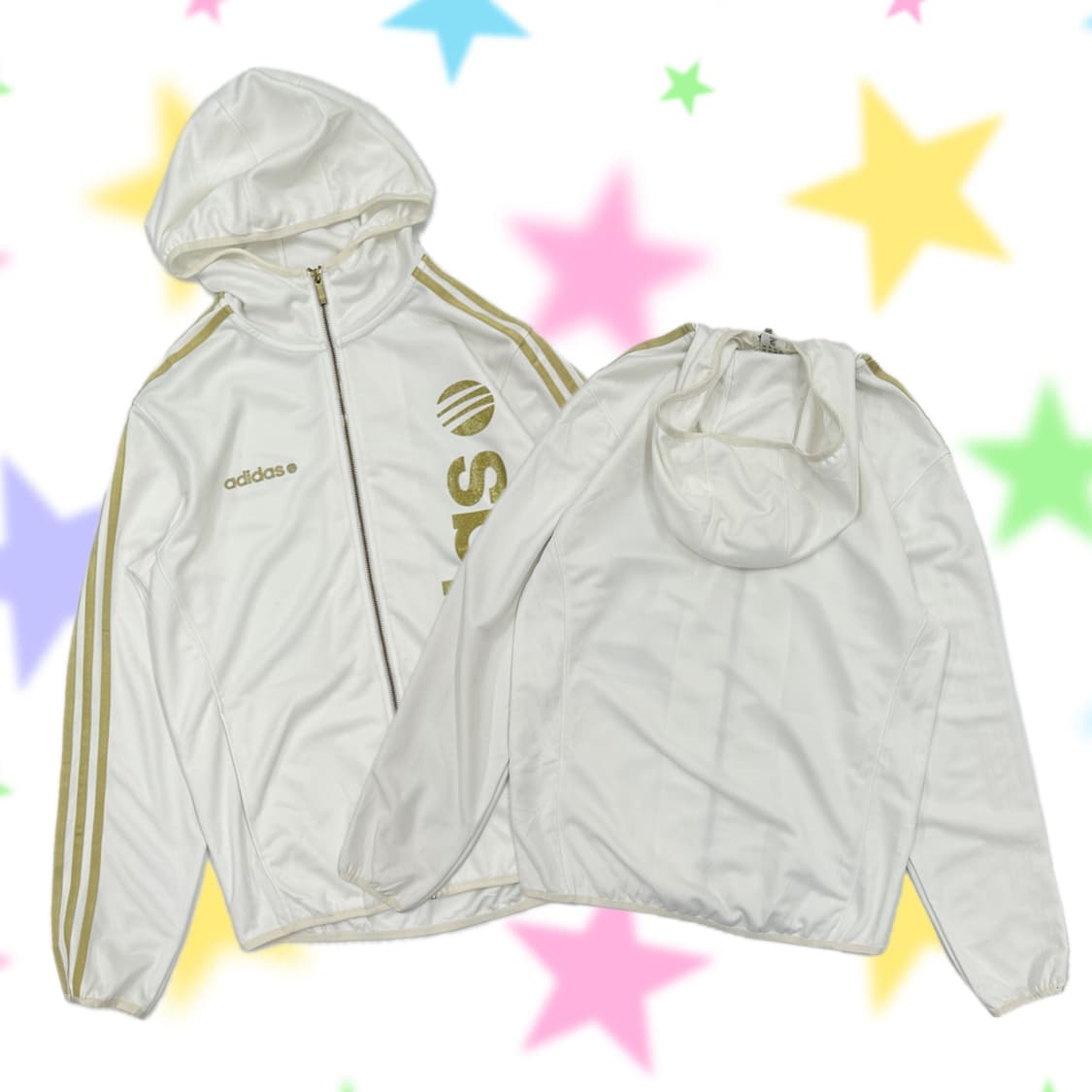재팬 아디다스 레어 유니폼 블록코어 화이트 금장 후드 져지 NEO  상품이미지1