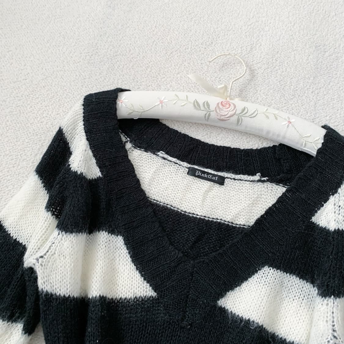 너드모리 오네갸루 스트라이프 니트 원피스 상품이미지2