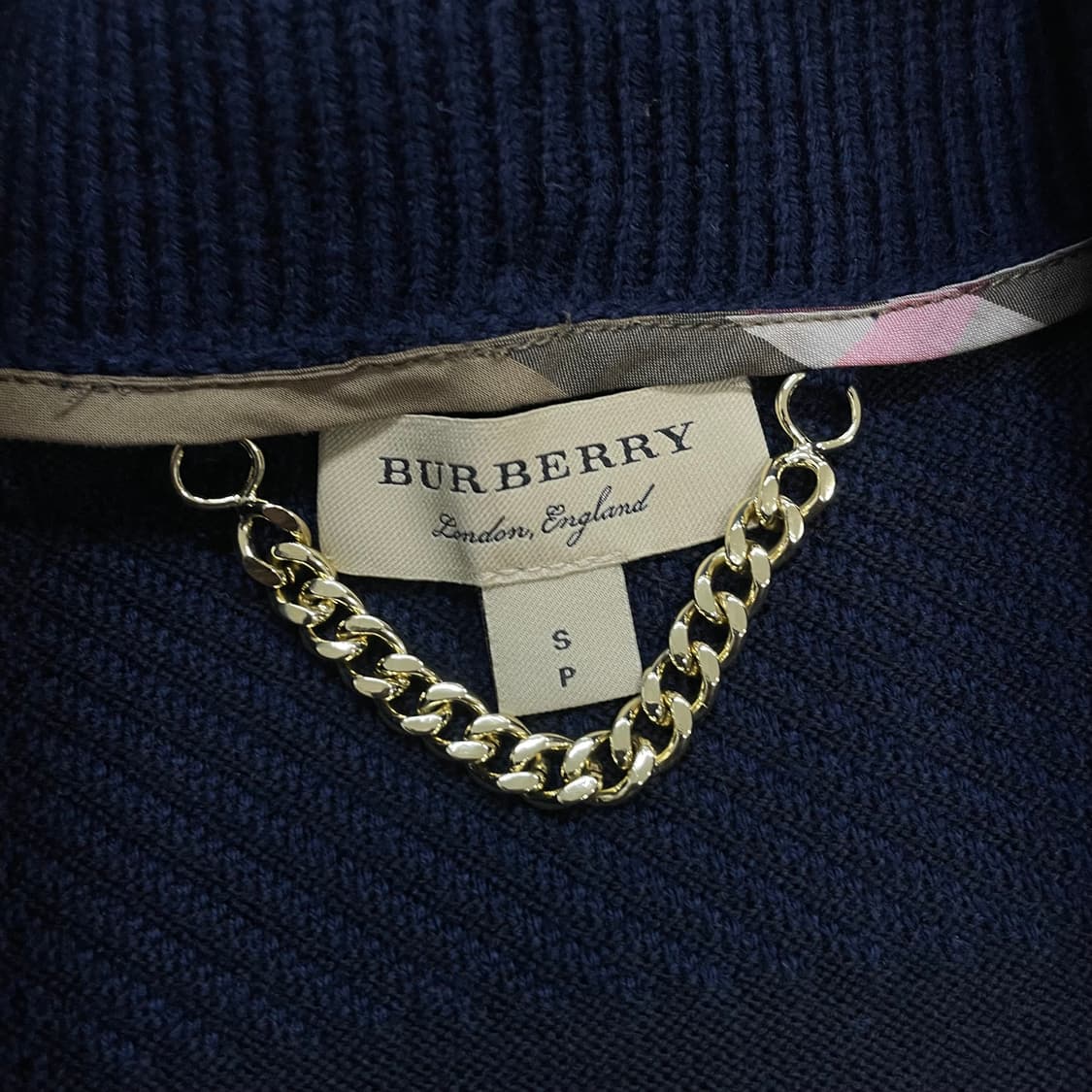 버버리 Burberry 숄 실키 로브 가디건 네이비 상품이미지4