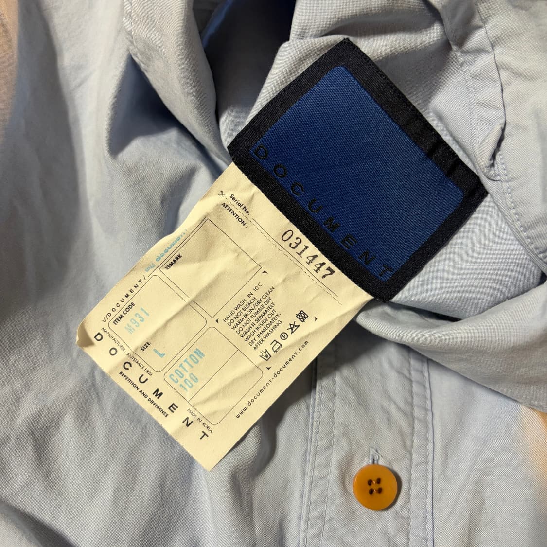 도큐먼트 OXFORD CHAMBRAY SET UP SHIRT 상품이미지5