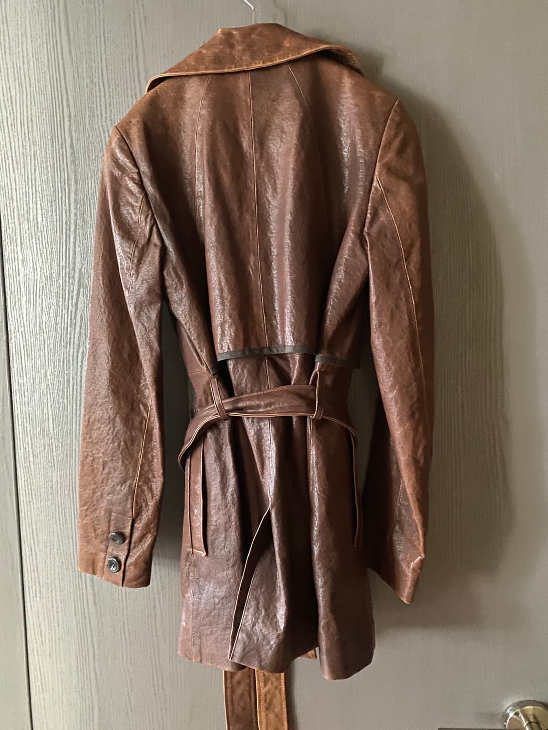 COMPAGNA 브라운 레더 벨티드 자켓 꼼빠냐 가죽자켓 상품이미지5