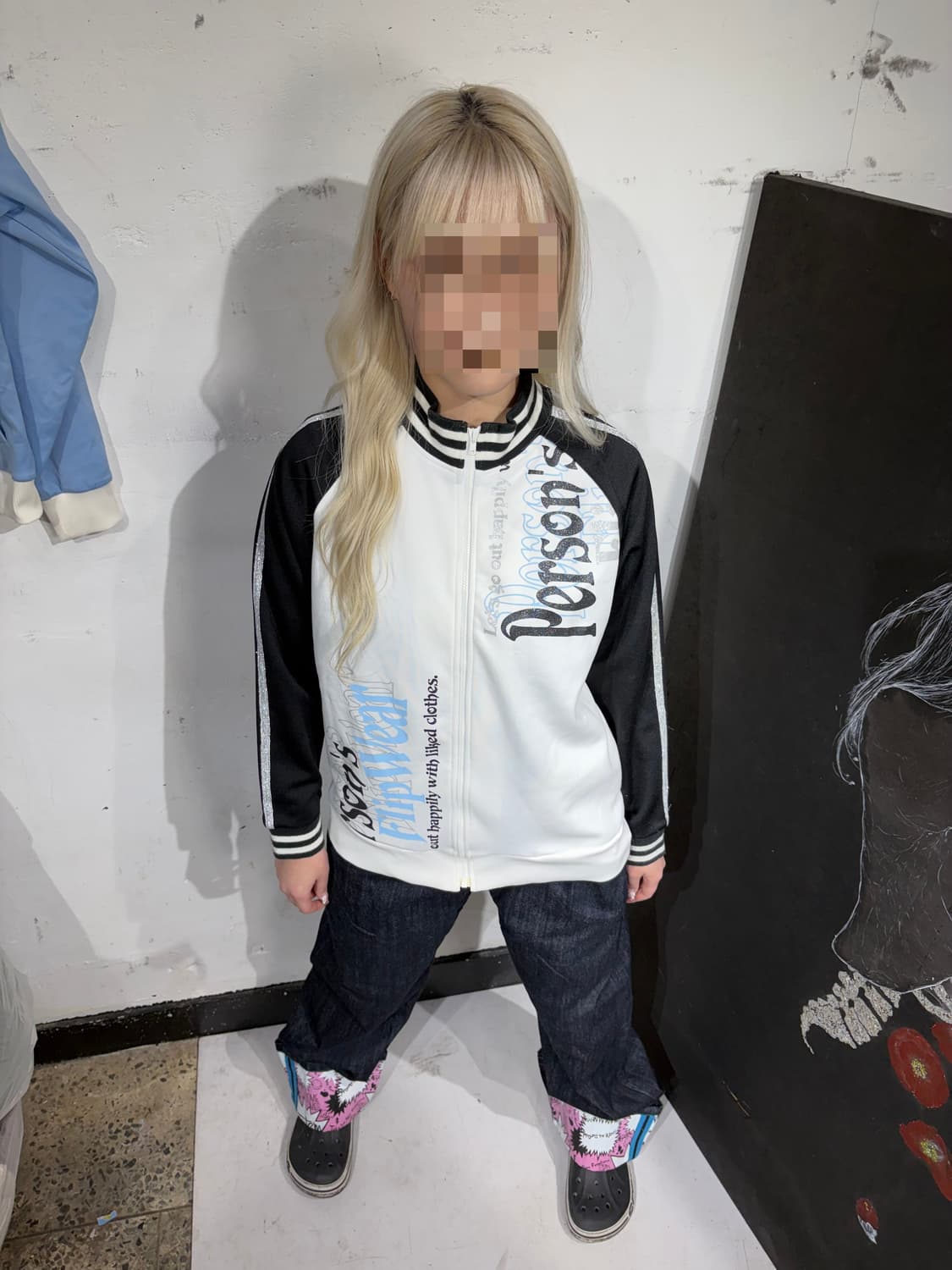 JPN 일본 빈티지 화이트 소라 펑크 그런지 프린팅 져지 트랙탑 OS 상품이미지4