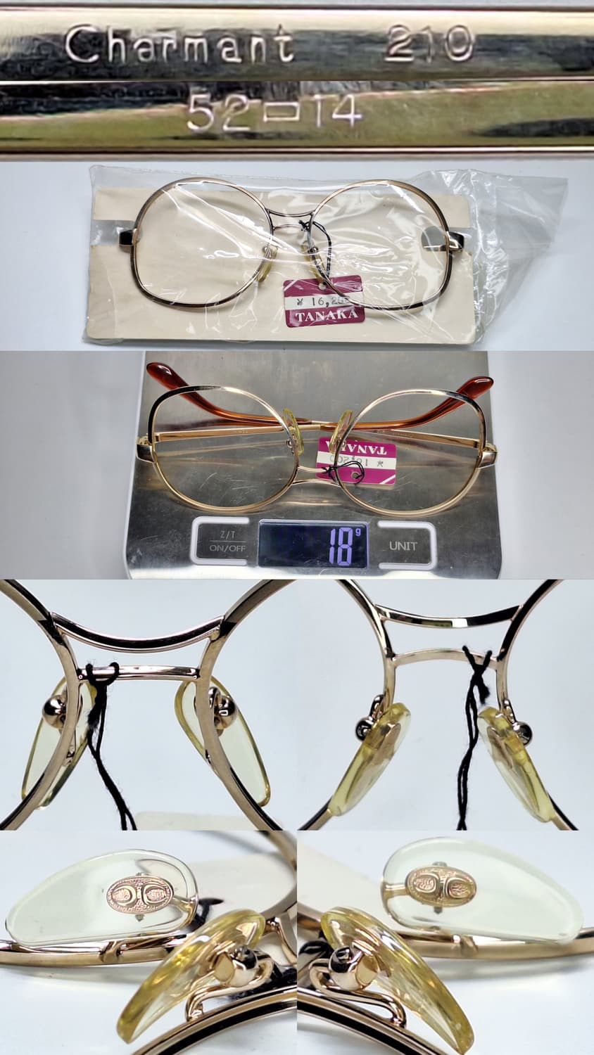 80s 일본제 빈티지 데드스톡/샤르망 210 안경테 52mm 보스턴 골드 상품이미지9