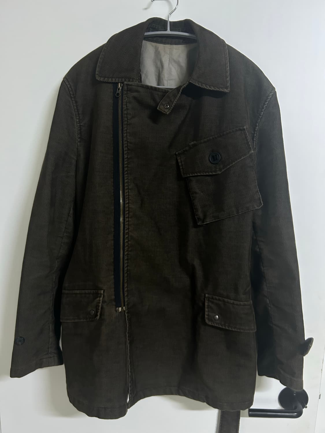 PPFM 코듀로이 사선 지퍼 자켓 상품이미지1