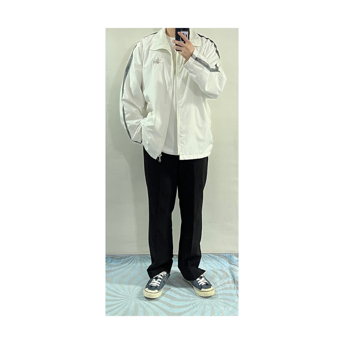 스투시 화이트 사이드라인 바람막이 상품이미지2