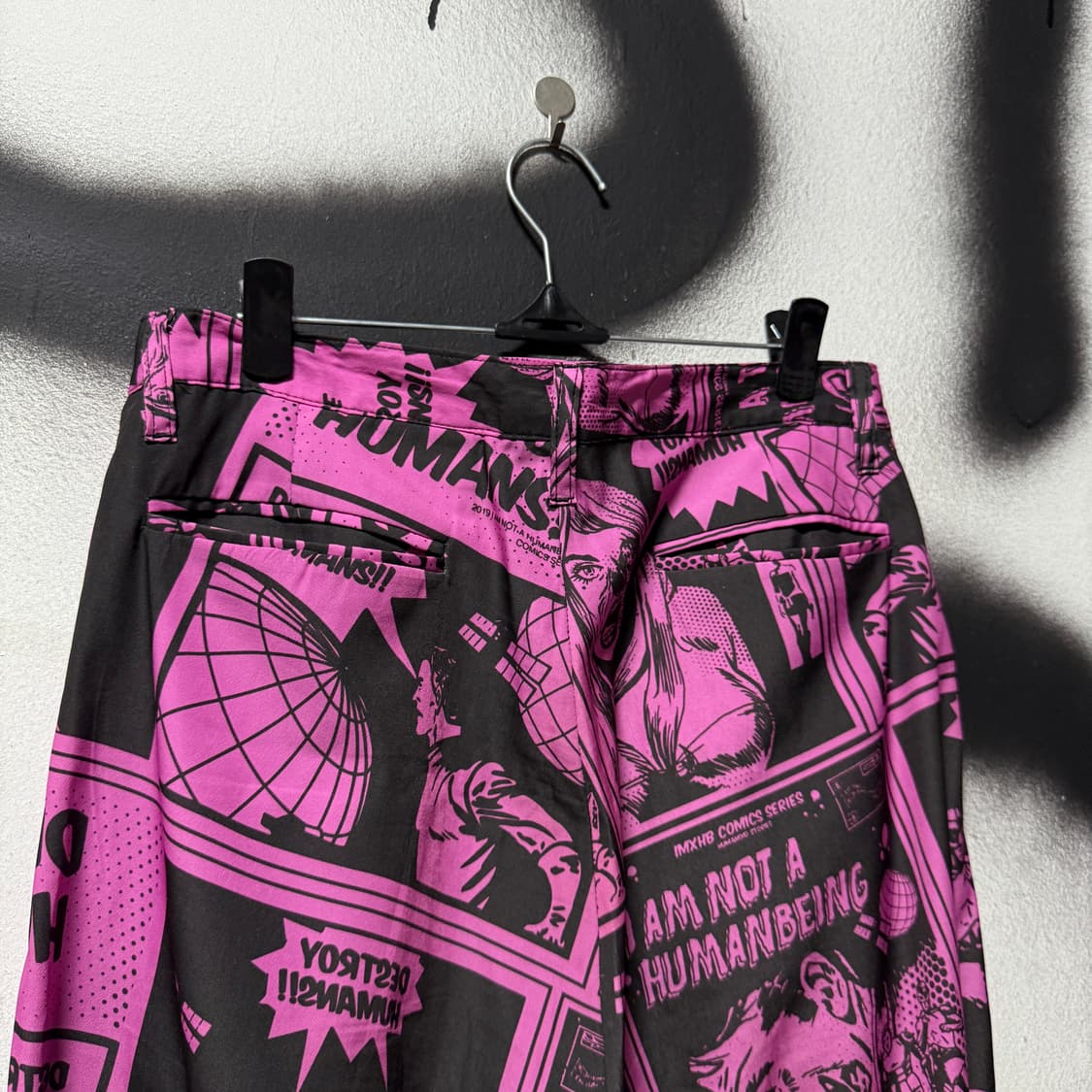 아임낫어휴먼비잉 풀 카툰 프린팅 나일론 와이드 팬츠 핑크 상품이미지4