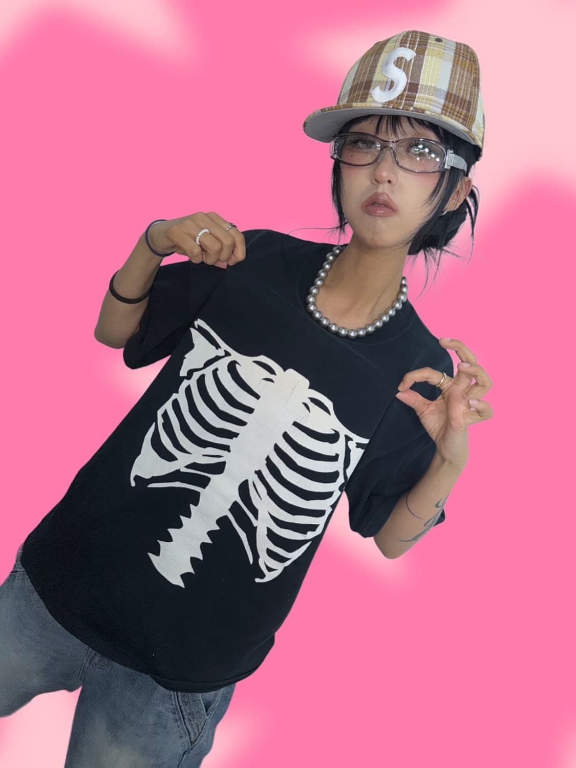< Vanson Leathers Bone Printing T-shirt  상품이미지2
