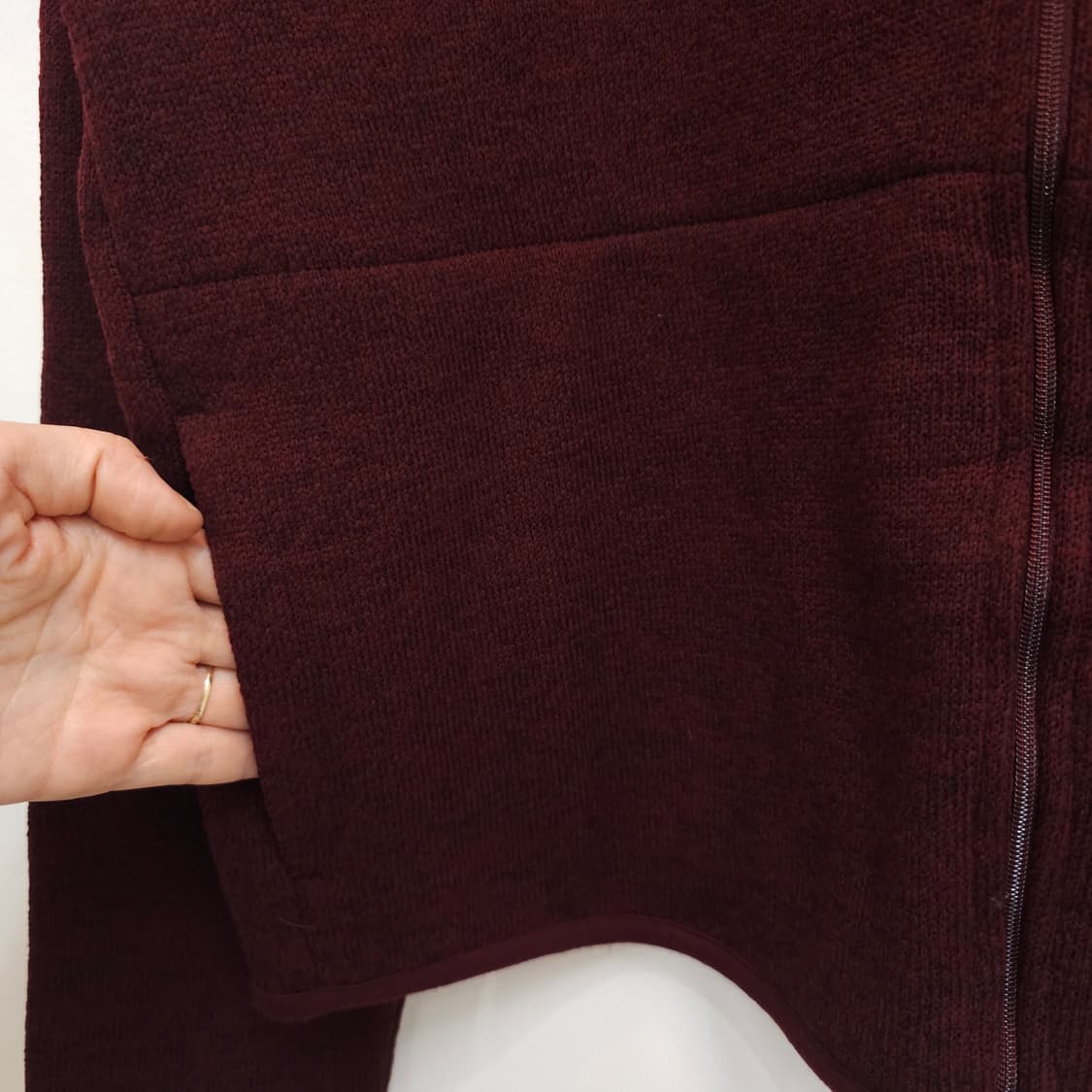 무인양품 버건디 후리스 기모 집업 가디건 상품이미지6